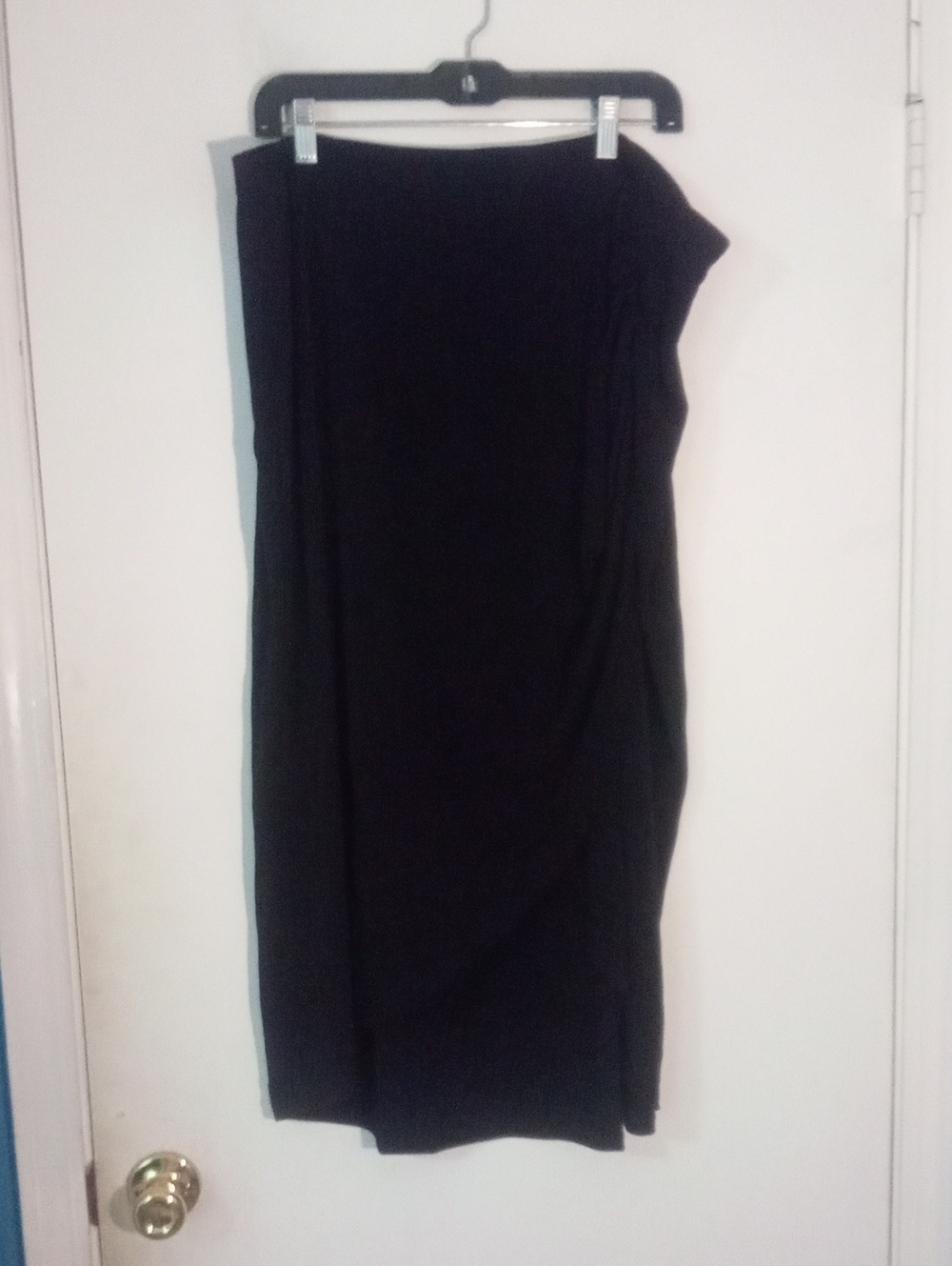 Colleen Lopez Black Silky Midi Skirt 1X Plus Wrap New NWOT